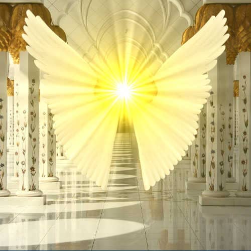 Erzengel Gabriels Tempel leuchtende Engelflügel in einem Tempelraum Meditation zum Download Hellseher, Engelmedium, Engeltherapeut, Kartenleger Udo Golfmann Engeltherapie