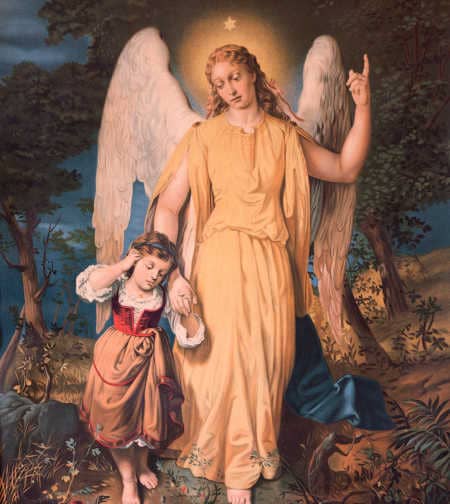 Ein Engel hilft einem Mädchen