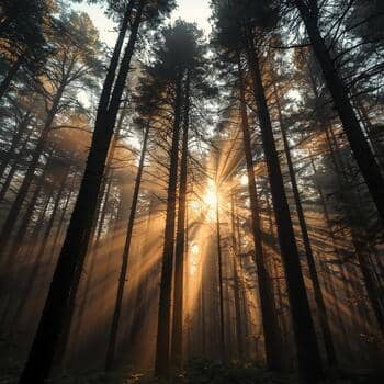 Das Sonnenlicht durchdringt die Bäume des Schwarzwaldes