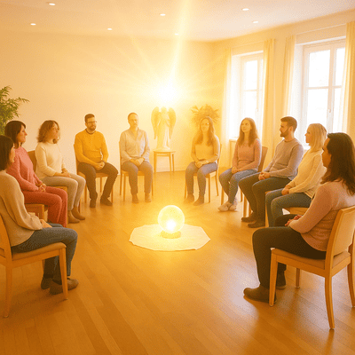 Viele Menschen in einem Heilerseminar bei Udo Golfmann
